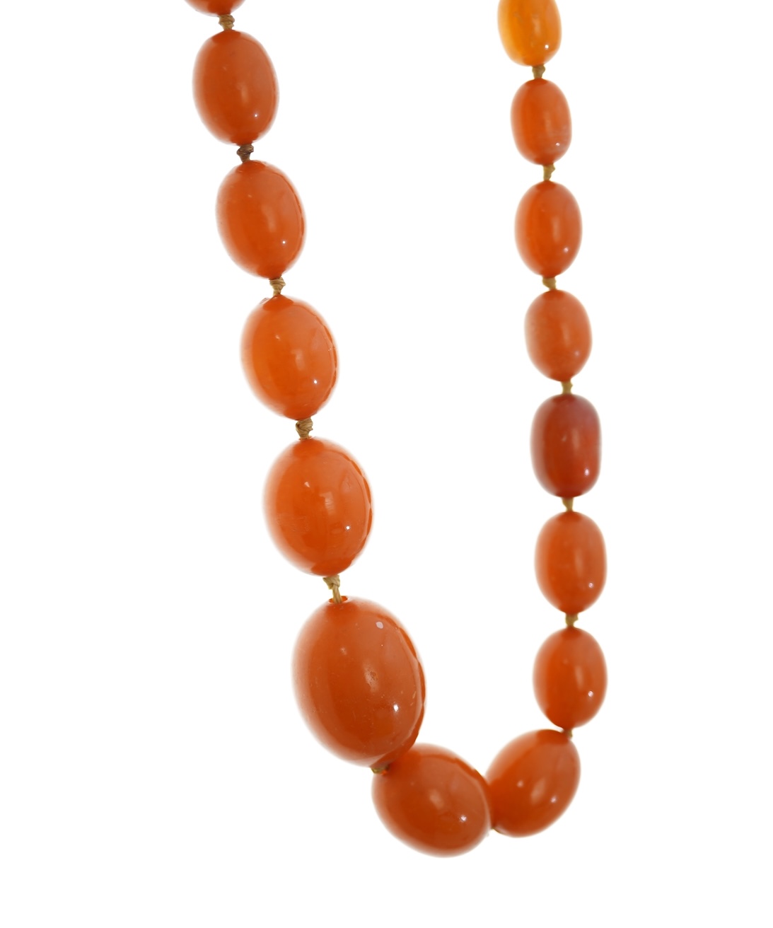 An amber bead necklace